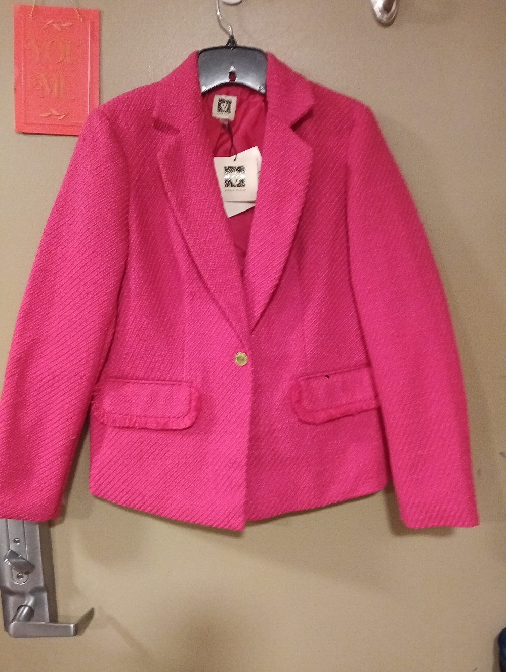 And Klein Small Single Breasted Pink Blazer Perfect For Summer